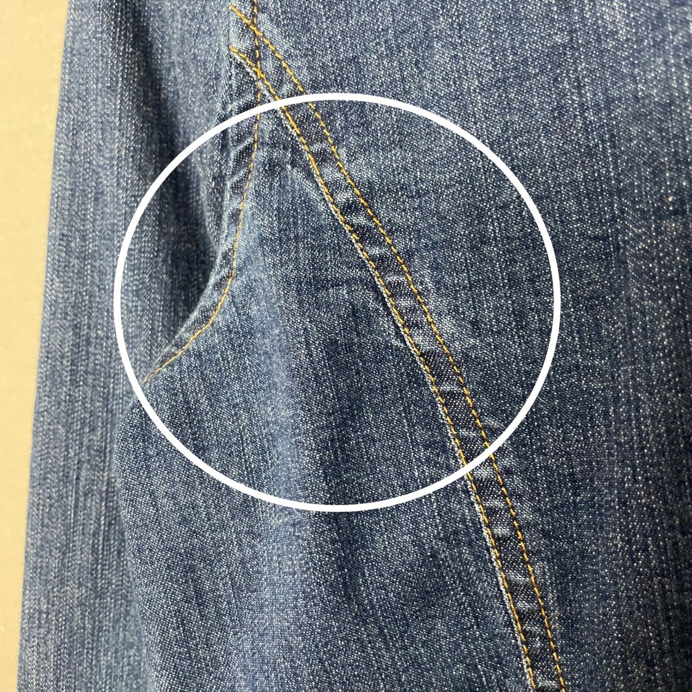 Vintage Gap Western Shirt Denim Look Stretch Women Size Medium Blue Pearl Snaps - Picture 14 of 16